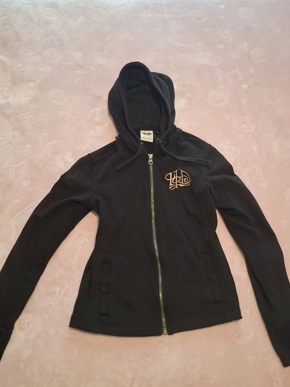 Harley-Davidson Black Hoodie with Embroidered Chest Badge